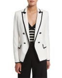 Harriet Cutaway Contrast Jacket, Off White