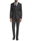 Micro-Nailhead 3-Piece Suit, Charcoal Black