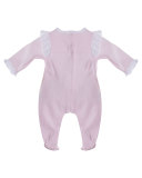 Long-Sleeve Pintucked Stretch Jersey Footie Pajamas, Pink, Size 1-9 Months
