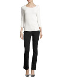Crystal High-Waist Ankle Jeans, Black