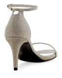 Naked Shimmery Low-Heel Sandal, Silver