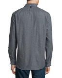 Standard Issue Flannel Button-Down Shirt, Dark Gray