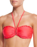 Shimmer DD U Tube Bikini Top, Neon Red