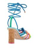 Copacabana Strappy Mid-Heel Sandal, Blue/Multi