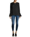 The Ankle Skinny Jeans with Raw Hem, Indigo