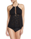 Sahara Palm Cyprus Tankini Swim Top, Black