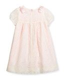 Cap-Sleeve Shirred Lace Swing Dress, Ivory, Size 3-18 Months