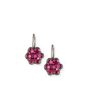 18K Black Gold & Ruby Floral Drop Earrings