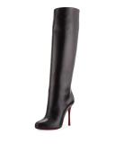 Vitish Leather 100mm Red Sole Knee Boot, Black