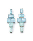 Stacked Linear Post Drop Earrings in Blue Star