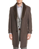 Topcoat w/Mink Fur Collar, Light Brown