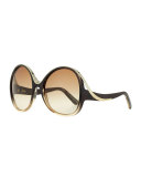 Mandy Oval Acetate Sunglasses, Gray/Turtledove