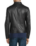 Cropped Leather Jacket, Black