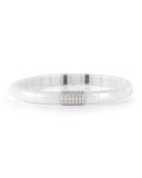 White Ceramic & 18K White Gold Bracelet with Diamonds, 0.49 tdcw