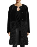 Long Merino & Kalgan Shearling Coat, Black