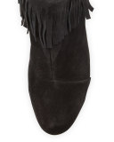 Newbury Fringe Suede Bootie, Black