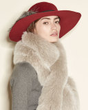 Felted Floppy Hat w/ Fox Fur, Red