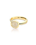 Bouton 18K Yellow Gold Pavé Diamond Ring, Size 7/54