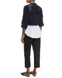 Sleeveless Striped Tie-Neck Shirt, Multi