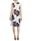 Palmer Sleeveless Brava Blooms-Print Dress, Cloud/Multi