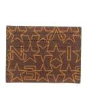 Logo Print Card Case, Brown/Beige