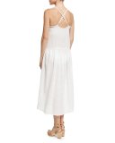 Drop Waist Button-Front Organic Cotton Sundress, White