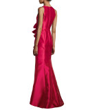 Side-Peplum Sleeveless Gown, Lipstick