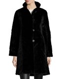Reversible Mink Fur-Trim Coat, Black