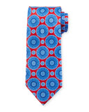 Circle-Medallion Printed Silk Tie, Red