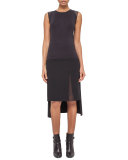 Sleeveless Sheer-Inset Top, Black
