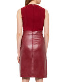 Leather-Panel Side-Zip Sleeveless Dress, Miracle Berry