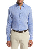 Linen Sport Shirt, Medium Blue