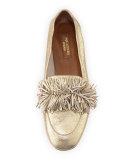Wild Metallic Fringe Loafer, Light Gold