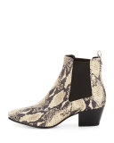 Reesa Snake-Embossed Chelsea Boot, Modern Ivory