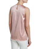 Jewel-Neck Slim-Fit Satin Tank, Lotus