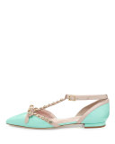 becca jeweled t-strap ballerina flat, mint/pale pink