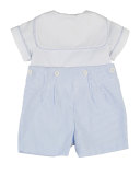 Ottoman Double-Breasted Sailor Shortall Set, Blue/White, Size 3-18 Months
