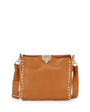 Rockstud Small Flip-Lock Messenger Bag, Cognac