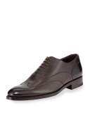 Leather Wing-Top Oxford, Dark Brown 