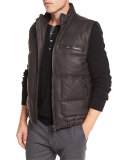 Leather Down-Filled Vest, Espresso Brown