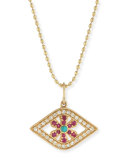 Pavé Diamond & Ruby Evil Eye Flower Charm Necklace