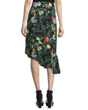Gypsy Printed Silk Asymmetric Midi Skirt, Blamu