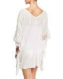 Calista Scalloped Lace Short Caftan Coverup, White