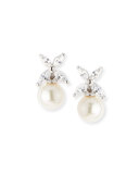 CZ Top Simulated-Pearl Stud Earrings, 8mm