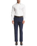 Plaid Super 120s Wool Trousers, Navy