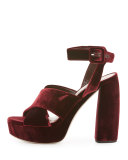 Velvet Crisscross 125mm Sandal, Bordeaux