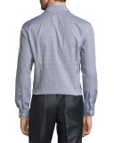 Swan-Print Long-Sleeve Sport Shirt, Black