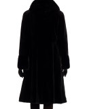Sheared-Mink Hooded Long Coat, Black