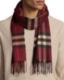 Men's Cashmere Giant Icon Scarf, Deep Claret