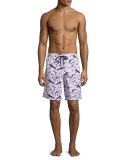Okoa Shark-Print Swim Trunks, Pink